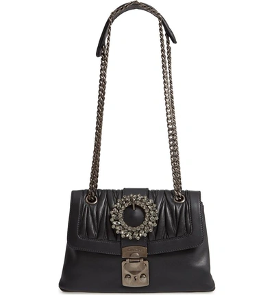 Shop Miu Miu Grace Matelasse Leather Shoulder Bag - Black In Nero