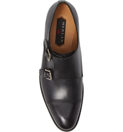Shop Mezlan Acosta Double Strap Cap Toe Monk Shoe In Black Leather