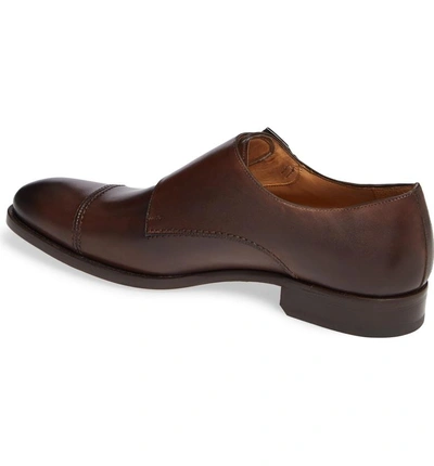 Shop Mezlan Acosta Double Strap Cap Toe Monk Shoe In Brown Leather
