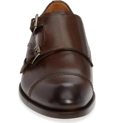 Shop Mezlan Acosta Double Strap Cap Toe Monk Shoe In Brown Leather