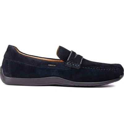 Geox Xense Mox 15 Penny Loafer In Navy Leather | ModeSens