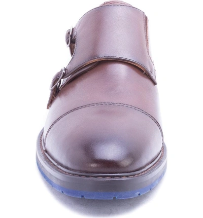 Shop Zanzara Catlett Double Monk Strap Shoe In Brown Leather