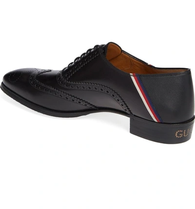 Shop Gucci Sylvie Web Brogue Shoe In Black