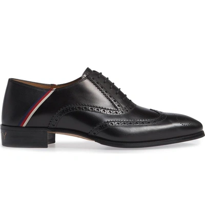 Shop Gucci Sylvie Web Brogue Shoe In Black