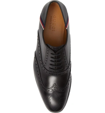 Shop Gucci Sylvie Web Brogue Shoe In Black