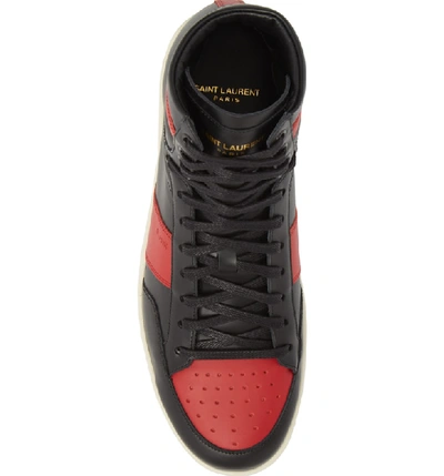 Shop Saint Laurent Sl/10h Signature Court Classic High-top Sneaker In Nero/ New Red