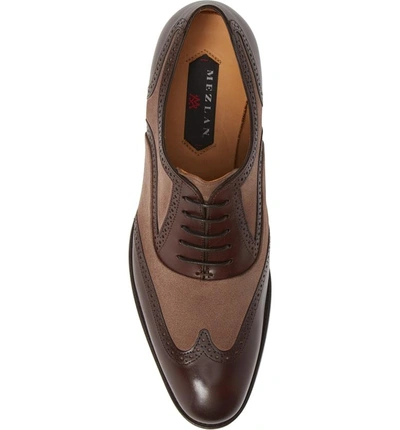 Shop Mezlan Cantone Wing Tip Lace-up Oxford In Brown/ Taupe Leather/ Suede