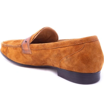 Shop Zanzara Opie Penny Loafer In Cognac Suede/ Leather