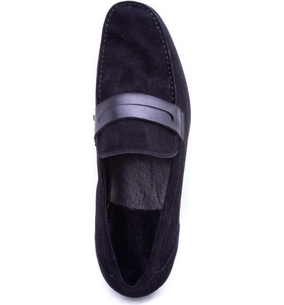 Shop Zanzara Opie Penny Loafer In Black Suede/ Leather
