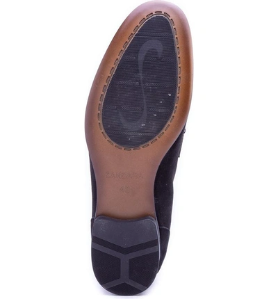 Shop Zanzara Opie Penny Loafer In Black Suede/ Leather