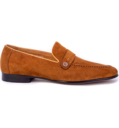 Shop Robert Graham Norris Button Loafer In Brown Leather