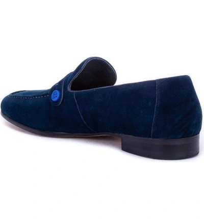 Shop Robert Graham Norris Button Loafer In Navy Leather