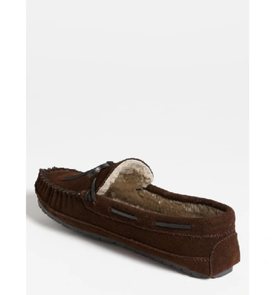 Shop Minnetonka 'casey' Slipper In Chocolate Suede