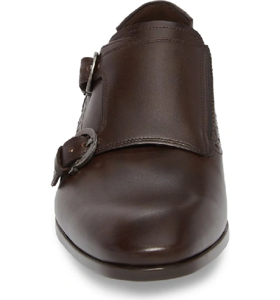 Shop Ferragamo Blair Double Strap Monk Shoe In Brown Leather