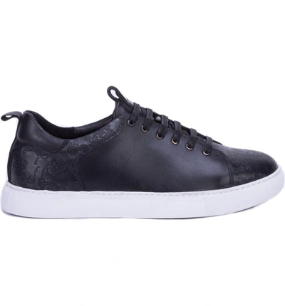 Shop Robert Graham Sanderson Embossed Sneaker In Black Leather