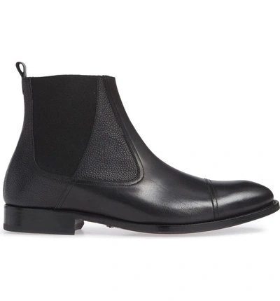 Shop Mezlan Higgins Cap Toe Chelsea Boot In Black Leather