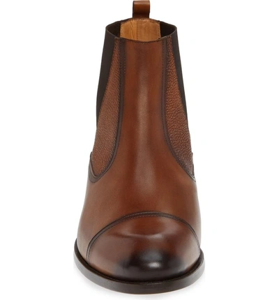 Shop Mezlan Higgins Cap Toe Chelsea Boot In Cognac Leather