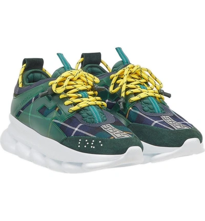 Versace Chain Reaction Sneakers In Green Yellow | ModeSens