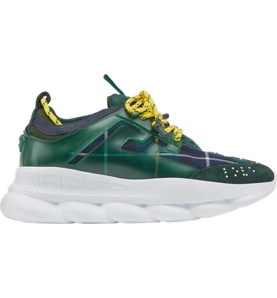 Versace Chain Reaction Sneakers In Green Yellow