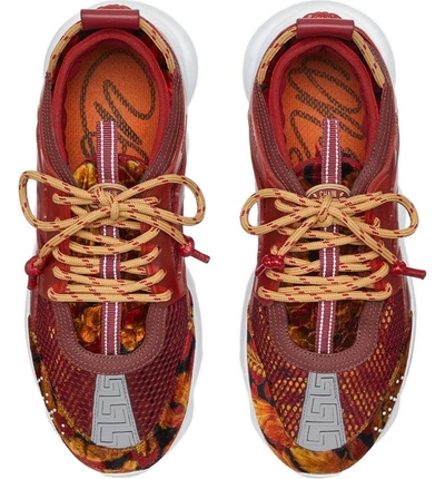 Shop Versace Chain Reaction Sneaker In Burgundy