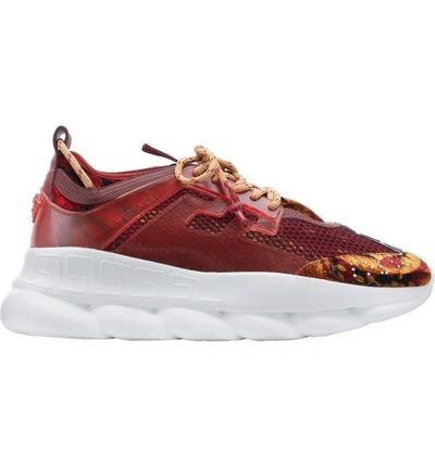 Shop Versace Chain Reaction Sneaker In Burgundy