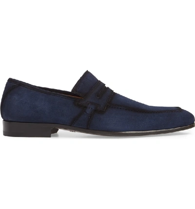 Shop Mezlan Ulpio Apron Toe Penny Loafer In Blue