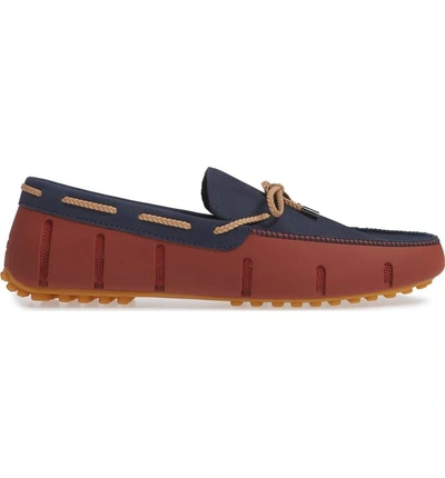 Shop Swims Lux Driving Loafer In Red Lacquer/ Navy/ Gum