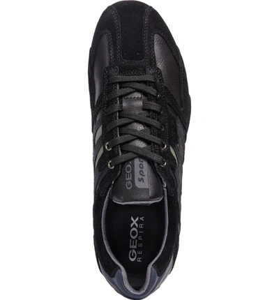 Shop Geox 'u Snake' Sneaker In Black Leather