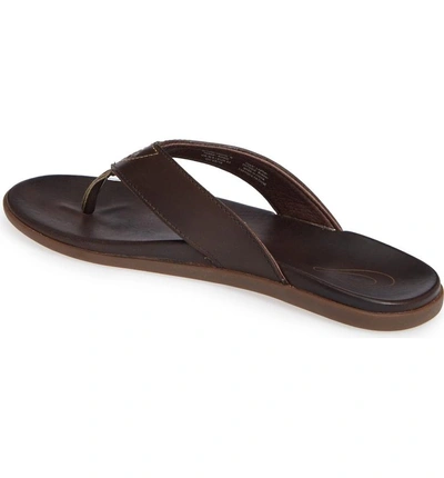 Shop Olukai Nalukai Flip Flop In Dark Koa/ Dark Koa Leather