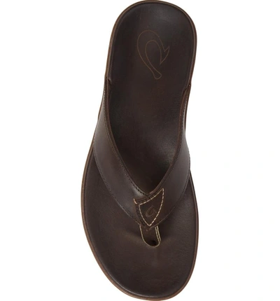 Shop Olukai Nalukai Flip Flop In Dark Koa/ Dark Koa Leather