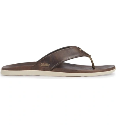 Shop Olukai Nalukai Flip Flop In Husk/ Husk Leather