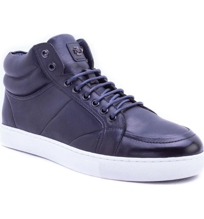 Shop Zanzara Tassel Mid Top Sneaker In Navy Leather