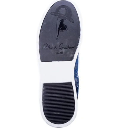 Shop Robert Graham Coates Paisley Sneaker In Navy Velour/ Leather