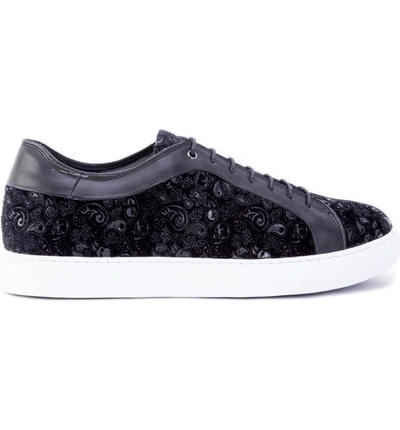 Shop Robert Graham Coates Paisley Sneaker In Black Velour/ Leather