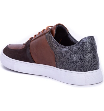 Shop Robert Graham Chadwick Paisley Tooled Sneaker In Brown Leather/ Suede