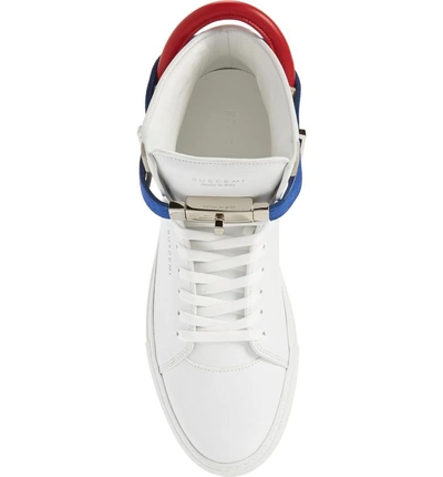 Shop Buscemi Strapped High Top Sneaker In White/ White