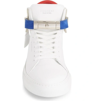 Shop Buscemi Strapped High Top Sneaker In White/ White
