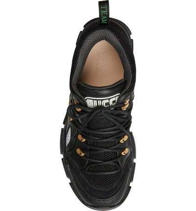 Shop Gucci Leather And Canvas Sneaker In Nero/ Nero