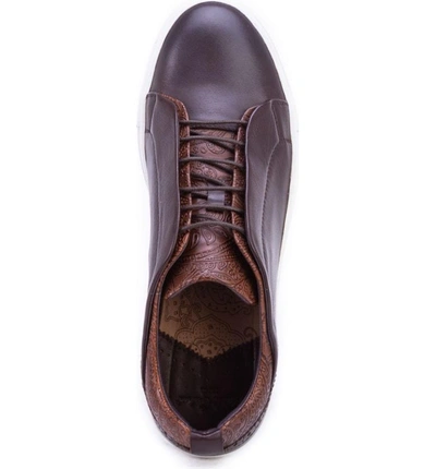 Shop Robert Graham Sharpe Textured Sneaker In Brown Leather