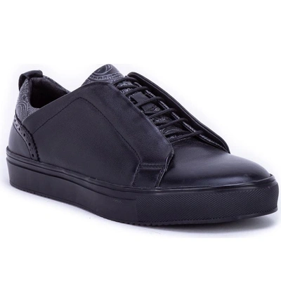 Shop Robert Graham Sharpe Textured Sneaker In Black Leather