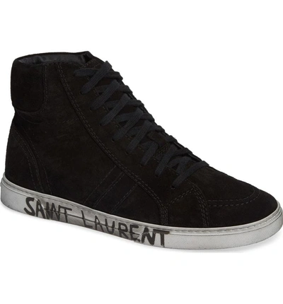Shop Saint Laurent Joe Mid Top Sneaker In Nero