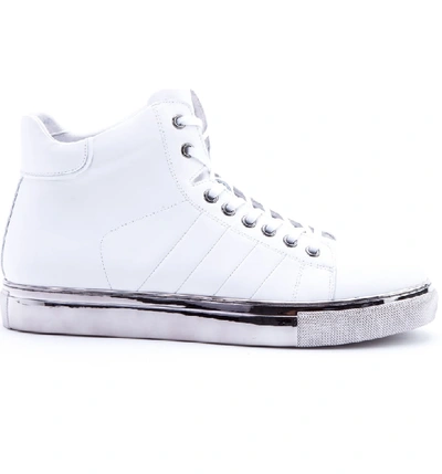 Shop Badgley Mischka Hunter High Top Sneaker In White Leather
