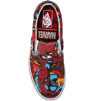 Shop Vans Marvel Ua Classic Slip-on Sneaker In Black/ Red Textile