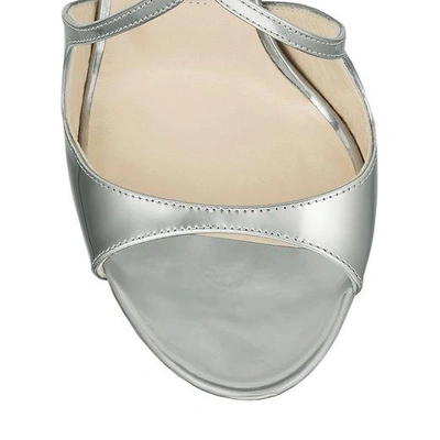 Shop Jimmy Choo Lang Silver Liquid Mirror Leather Sandals