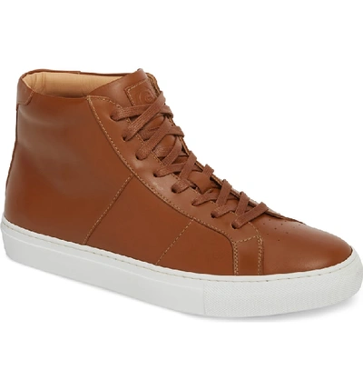 Shop Greats Royale High Top Sneaker In Brown Flat Leather