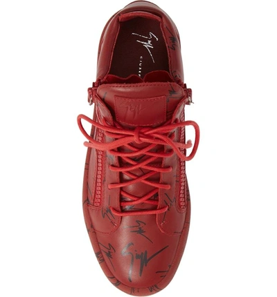 Shop Giuseppe Zanotti Logo Mid Top Sneaker In Fiamma Red