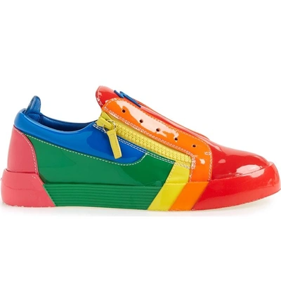 Shop Giuseppe Zanotti Patent Low Top Sneaker In Multi Red