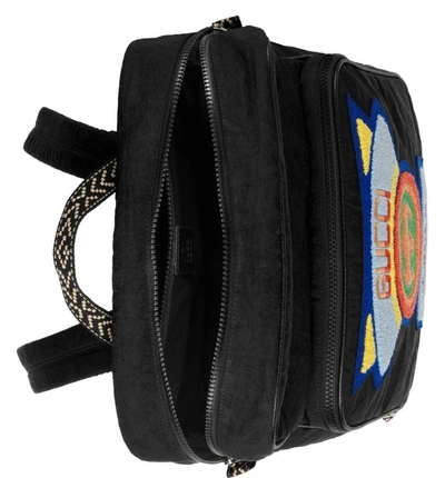 Shop Gucci Patch Backpack - Black