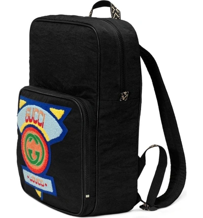 Shop Gucci Patch Backpack - Black