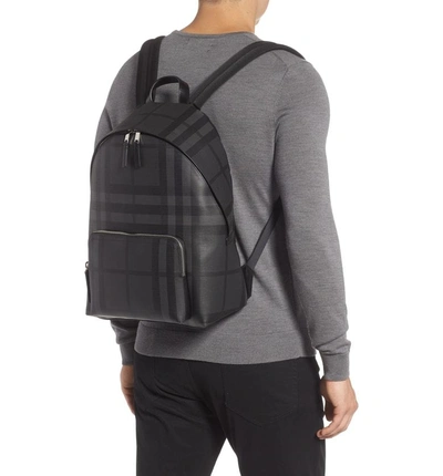 Shop Burberry Abbeydale Check Backpack - Grey In Charcoal/black